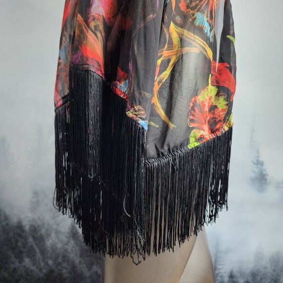 i Jeans by Buffalo Bennett Floral Fringe Open Boho Cardigan | Women's Medium - Picture 7 of 13